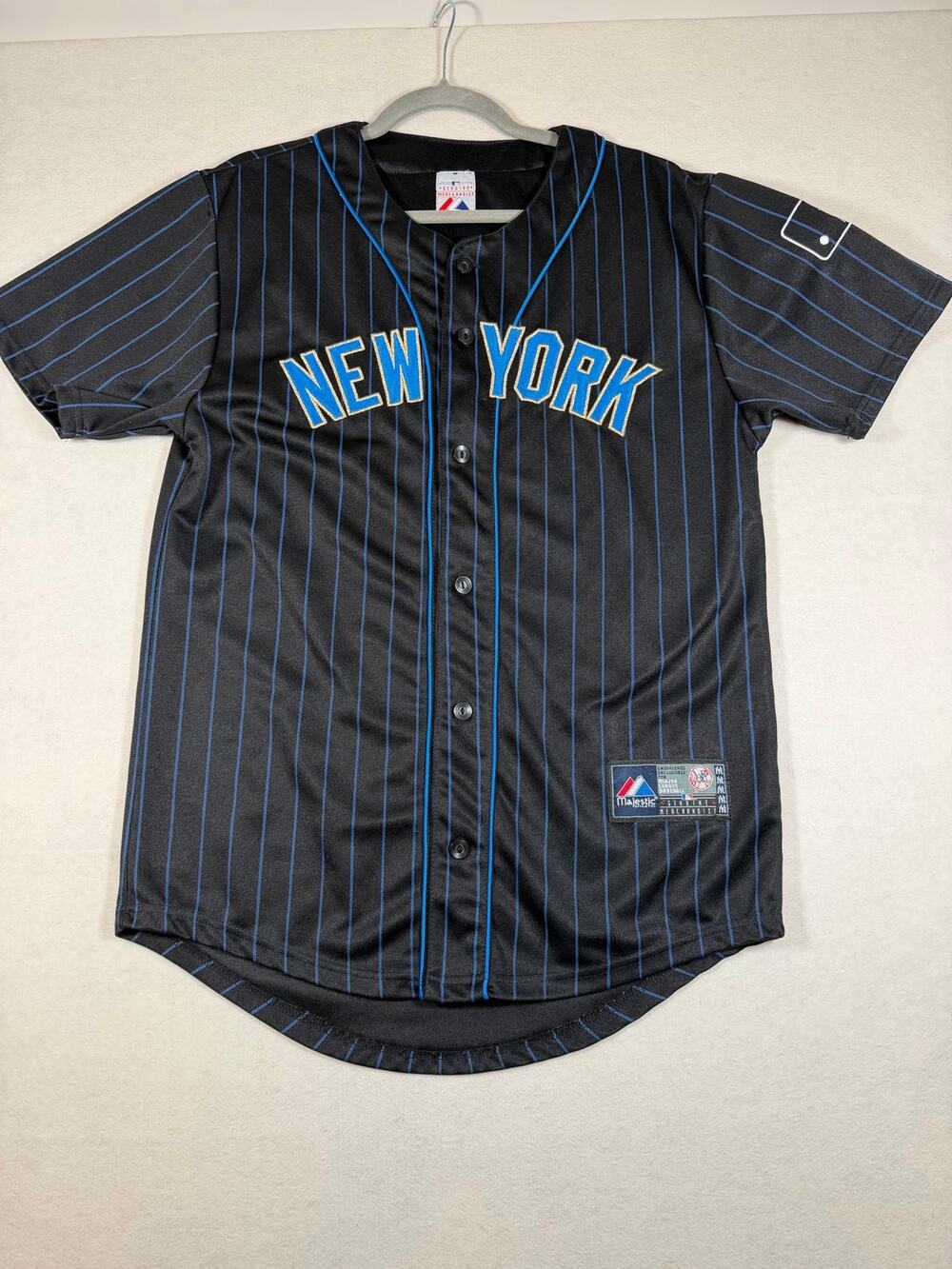 New York Yankees Majestic Genuine MLB Black Pinstripe Baseball Jersey Men’s M